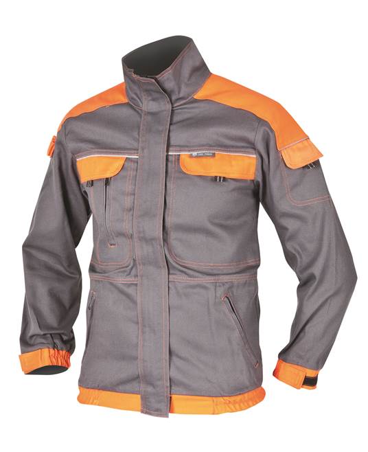 Куртка женская COOL TREND, ткань саржа (100%хлопок), пл. 260 г/м2, цвет серый/оранжевый