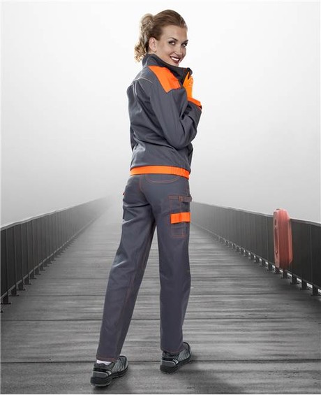 Куртка женская COOL TREND, ткань саржа (100%хлопок), пл. 260 г/м2, цвет серый/оранжевый