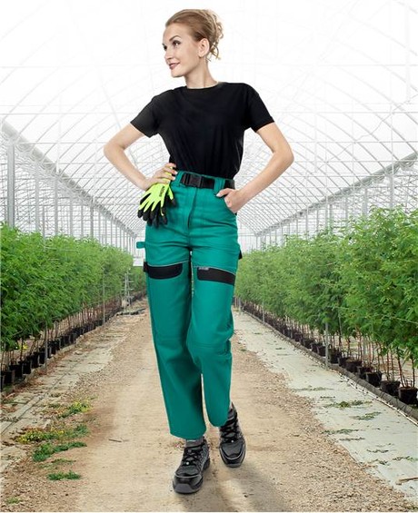 Брюки женские COOL TREND, ткань саржа (100%хлопок), пл. 260 г/м2, цвет зеленый/черный