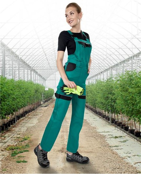 Полукомбинезон женский COOL TREND, ткань саржа (100%хлопок), пл. 260 г/м2, цвет зеленый/черный