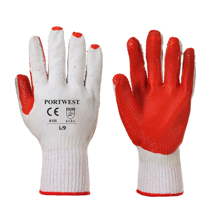 Перчатки Portwest A135 - жесткий захват, трикотажные, облитые текстурированным латексом