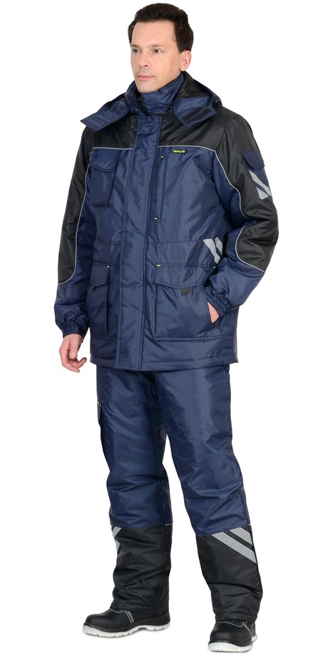 Костюм мужской утепленный ФОТОН, темно-синий/черный, куртка + брюки