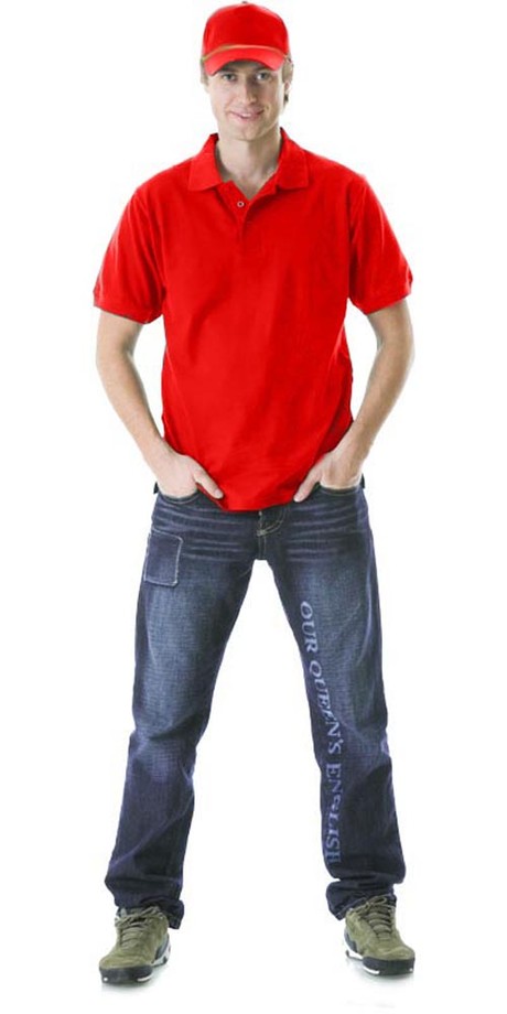 Рубашка-поло 100% хлопок, пл. 205 г/м2, цв. красный