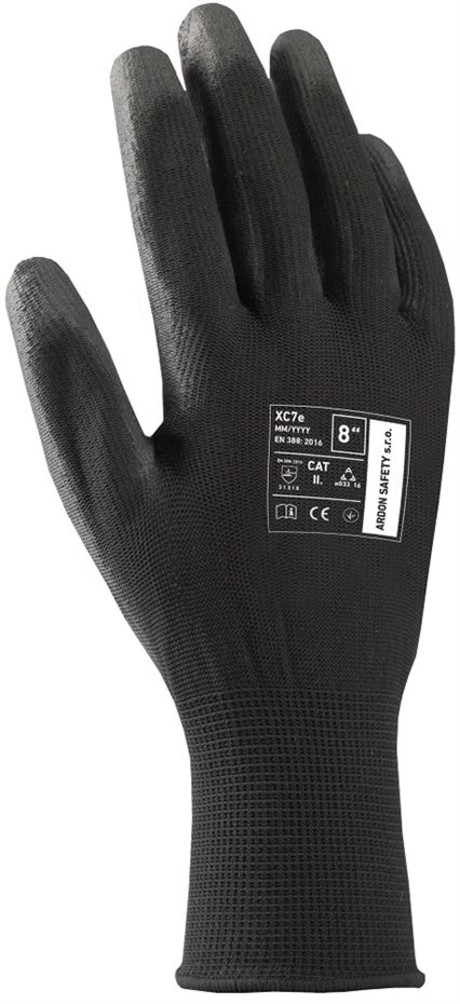 Перчатки XC7e BLACK, полиэстер с ПУ покрытием, цв. черный