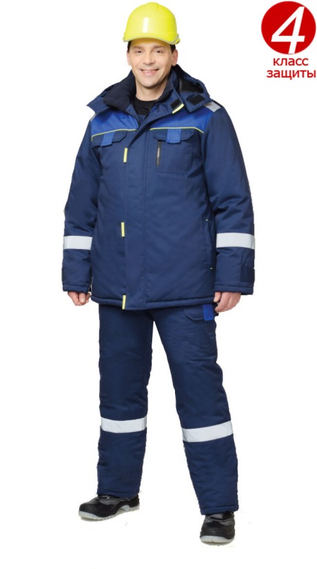 Костюм мужской утепленный БОСТОН, темно-синий/синий, куртка + п/к