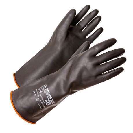 Перчатки химостойкие Альфа 200, двухслойный латекс 0,8мм, К60Щ50