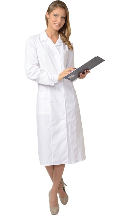 Халат женский с рельефами белый, тк. смесовая