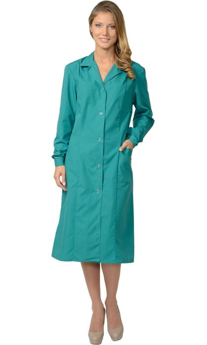 Халат женский с рельефами зеленый, тк. смесовая