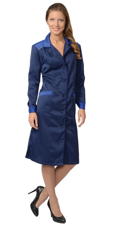 Халат женский Технолог, синий. тк. смесовая