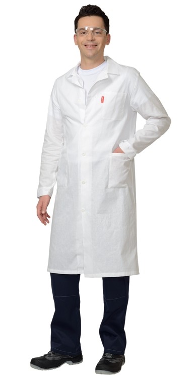 Халат мужской бязевый белый, 100% хлопок, пл. 140 г/м2