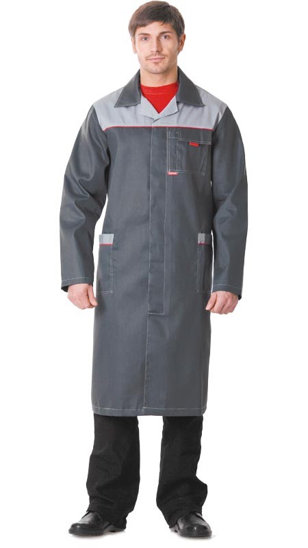 Халат мужской Фаворит, серый/св-серый, тк. смесовая, пл. 210 г/м2