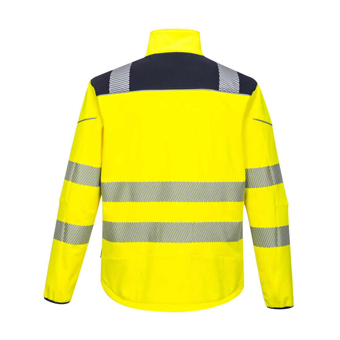 Куртка софтшелловая T402, цвет желтый/синий