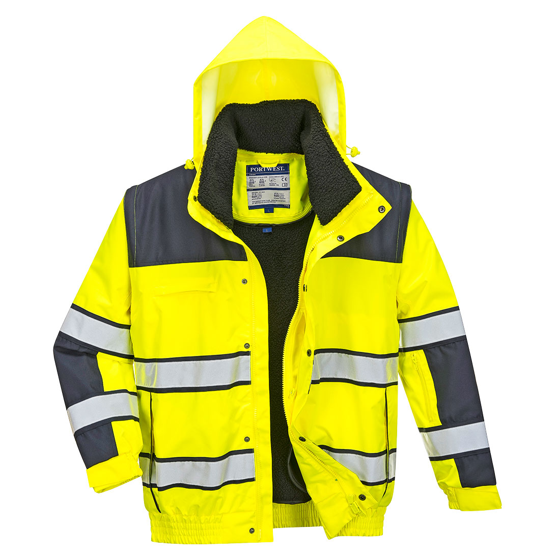 Куртка утепленная светоотражающая С466, цв. желтый/темно-синий 3 в 1